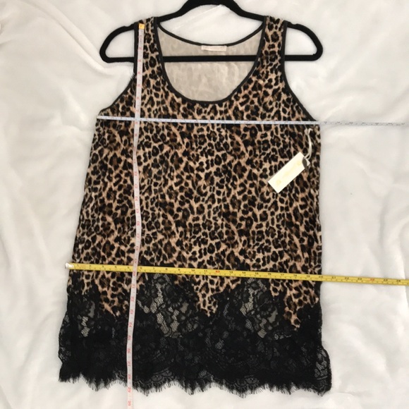 Gold Hawk Leopard Velvet & Lace Tank Top Tunic; Small - Picture 7 of 11